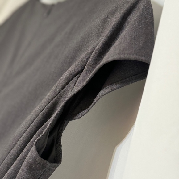 CALVIN KLEIN GRAY WOVEN CAP SLEEVE BELTED DRESS SIZE 12 w/ ORIGINAL TAGS - Picture 6 of 14